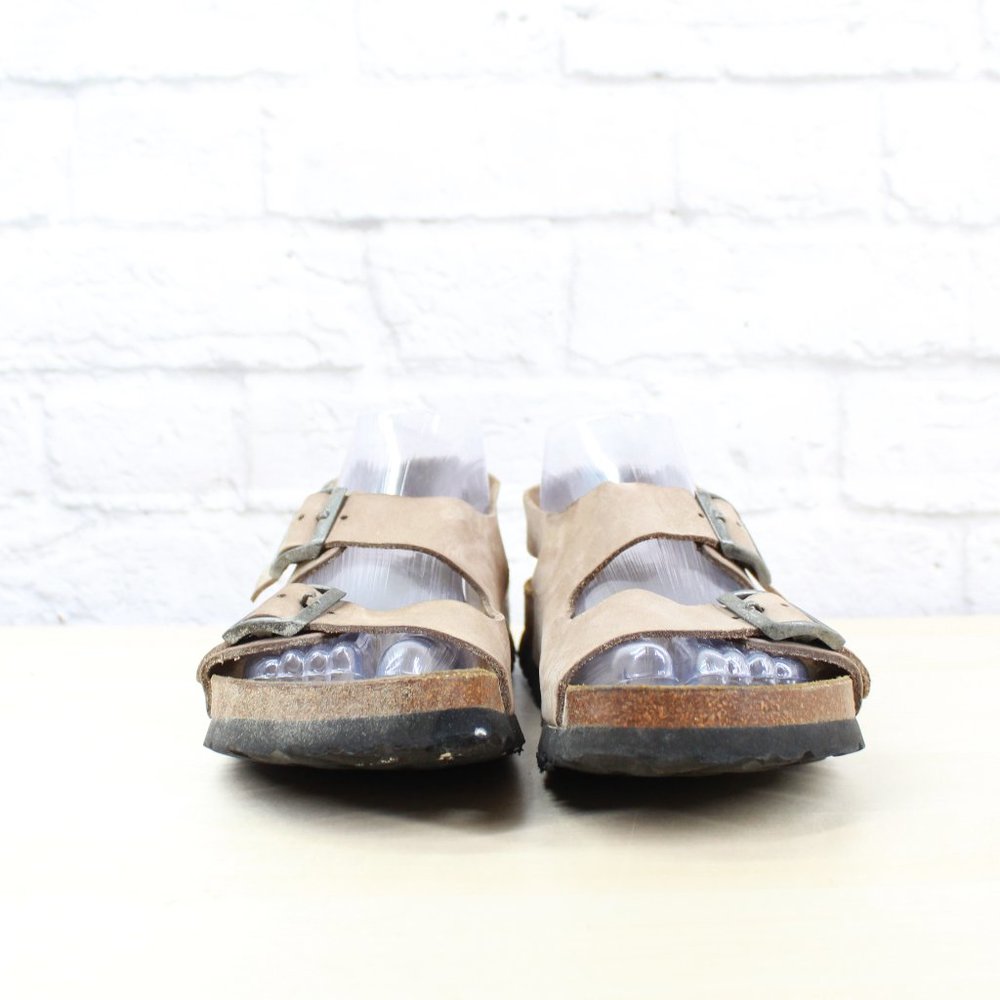 BIRKENSTOCK Betula Brown Leather Triple Buckle Ankle Strap Sandals L 7 / M 5 - Picture 4 of 10